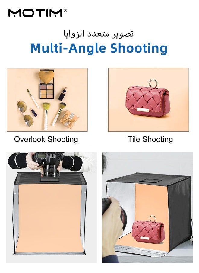 Motim 15.8 inch/40cm Foldable Photography LED Light Box & Light Tent 5500K, Dimmable Light, USB Studio Shooting Tent Box with 3 Modes, 5 Color Backdrops  - Image 4