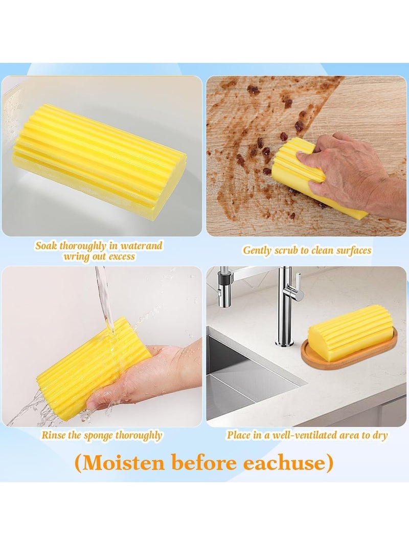 6 Piece Damp Duster Sponge, Magic Damp Dusting Sponge Eraser for Dusting Blinds, Baseboards, Mirrors, Radiators,Window Track Grooves , Dust Remover for Home & Office ,Yellow. - Image 2