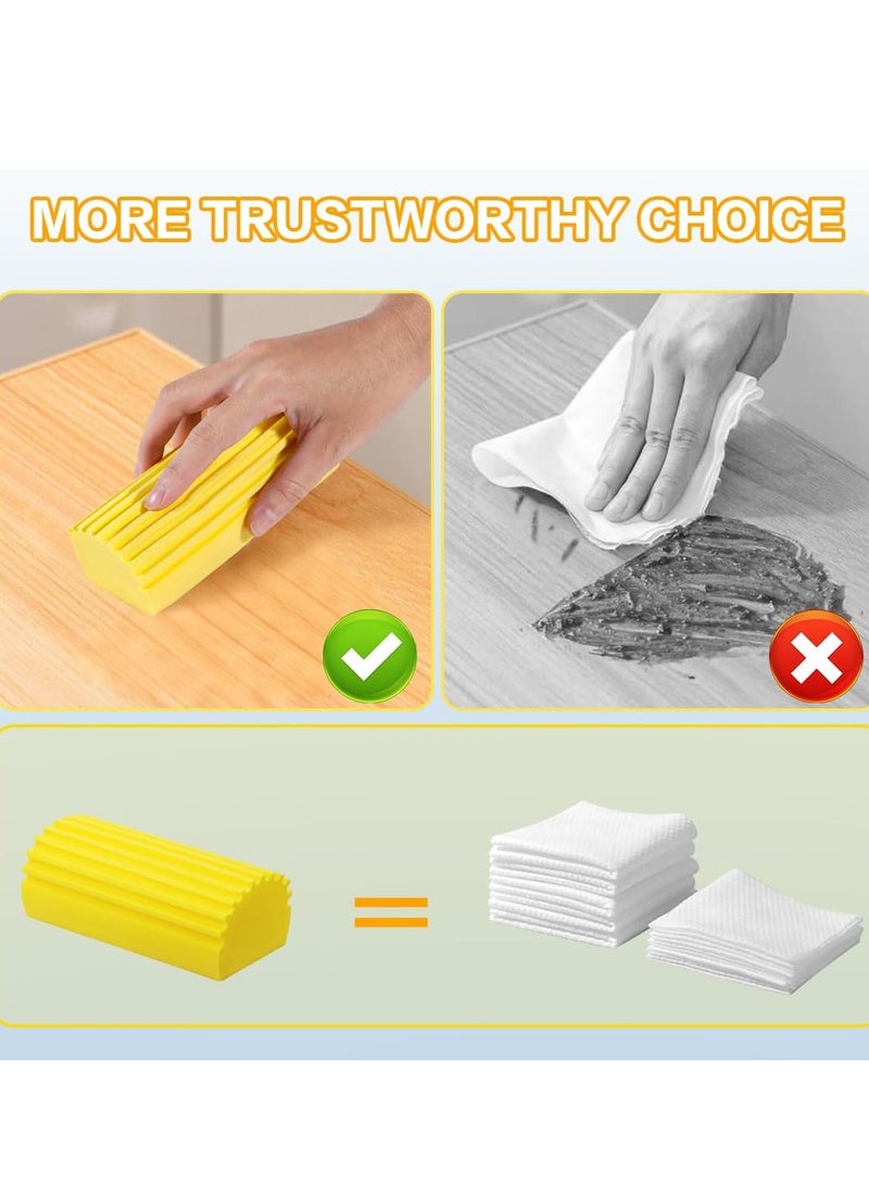 6 Piece Damp Duster Sponge, Magic Damp Dusting Sponge Eraser for Dusting Blinds, Baseboards, Mirrors, Radiators,Window Track Grooves , Dust Remover for Home & Office ,Yellow. - Image 4