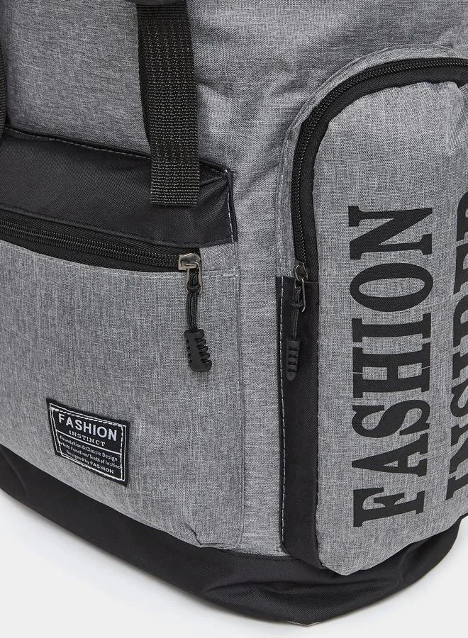 Styli Contrast Print Backpack with Buckle Closure