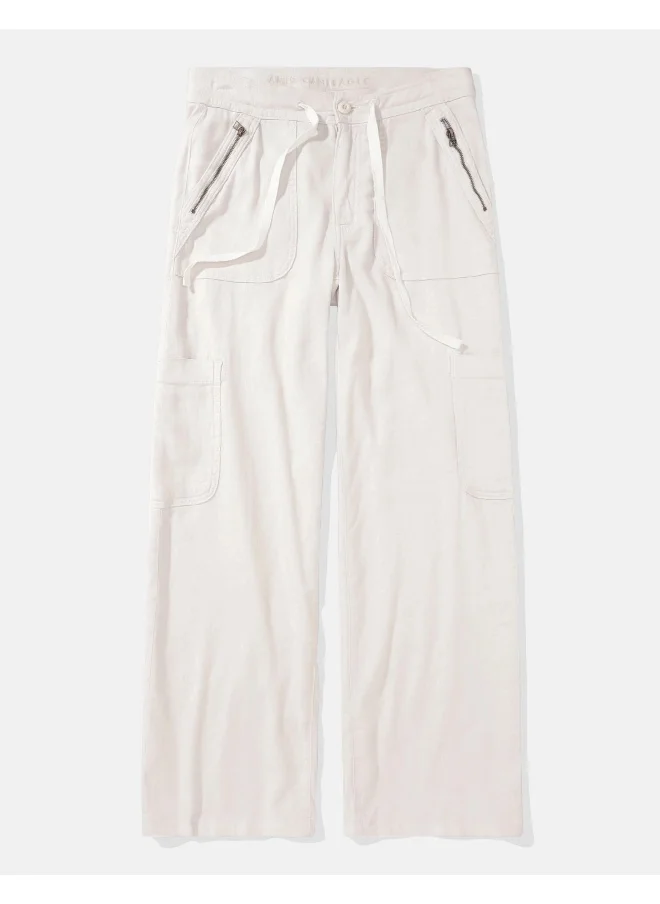 American Eagle AE Dreamy Drape Linen-Blend Baggy Wide-Leg Cargo Pant