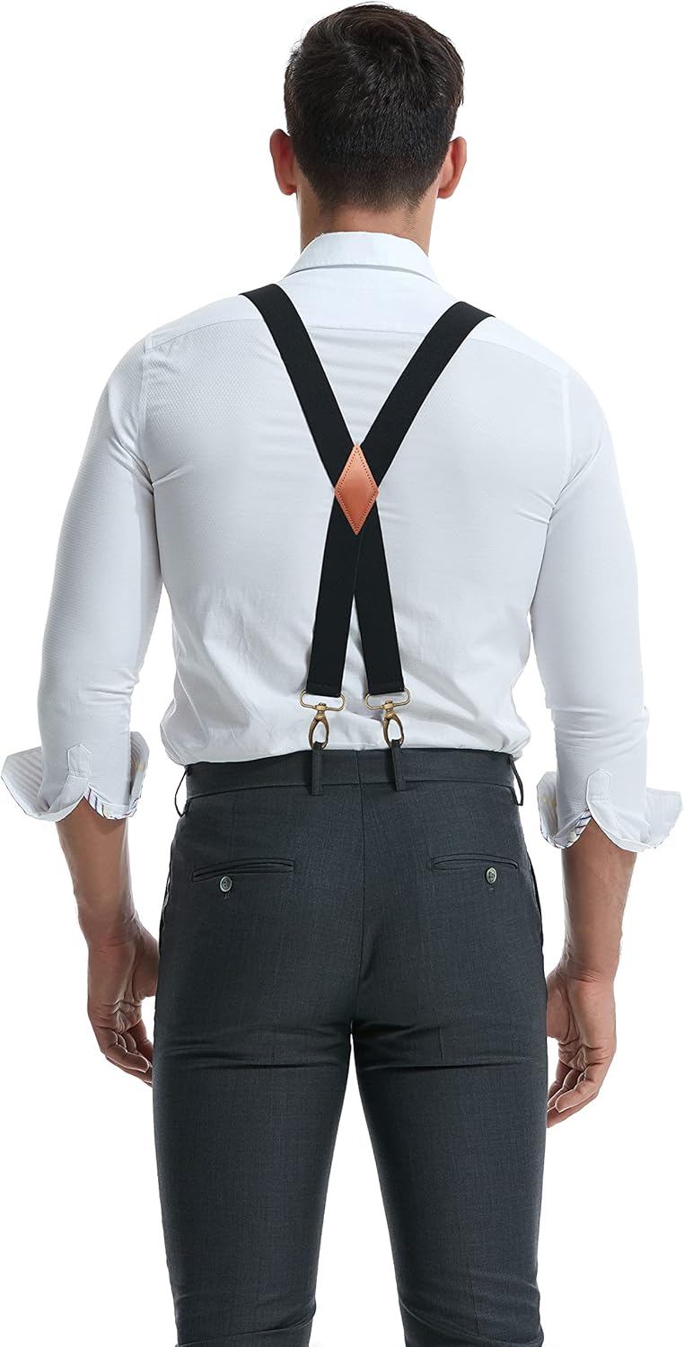MENDENG Store Suspenders for Men Heavy Duty Swivel Hooks Retro X-Back Adjustable Brace - Image 4