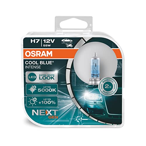 OSRAM COOL BLUE INTENSE H7, +100% more brightness, up to 5,000K, halogen headlight lamp, LED look, duo box (2 lamps), 64210CBN-HCB - Image 1