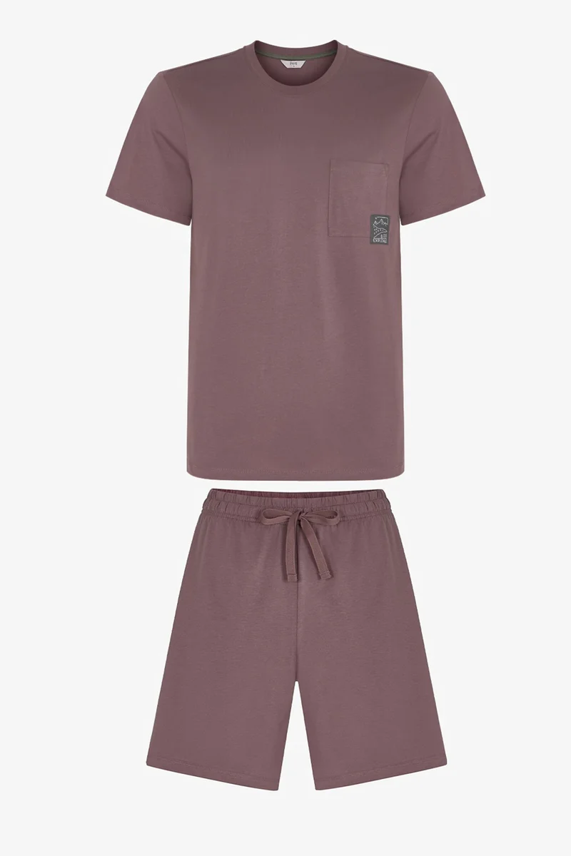 PENTI Men's Woodland Earth Short Sleeve Shorts Pajama Set
