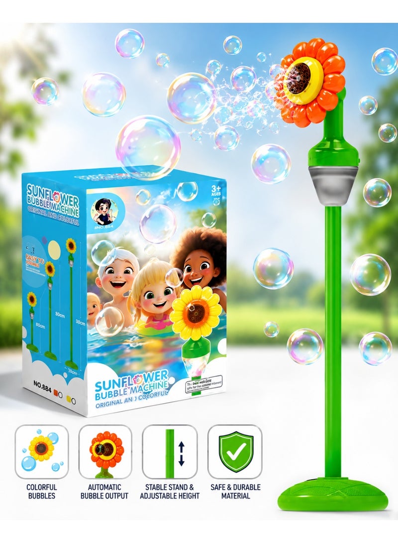 Sunflower Automatic Bubble Machine for Kids with Adjustable Stand – Outdoor Bubble Blower Toy for Garden & Party Fun - Image 1