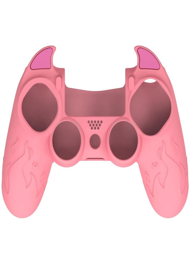 PlayVital Cute Demon Controller Skin for ps4 with Thumb Grips & Stickers, Kawaii Anti-Slip Silicone Cover Grip Protector for ps4 Slim/Pro Controller - Pink - Image 2