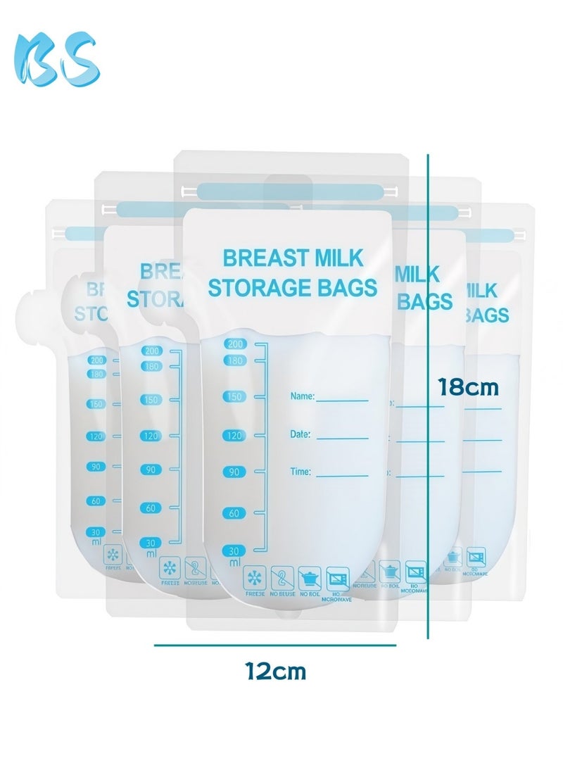 BS Breast Milk Storage Bags | Pack of 30 Disposable Bags | 200ml / 6.7oz | Baby Essential | Double-Seal, Stand-Up, Leak-Proof Design | Food-Grade, BPA-Free Material | Pre-Sterilized, Ready to Use | Suitable for Freezing, Refrigerating, and Warming - Image 2