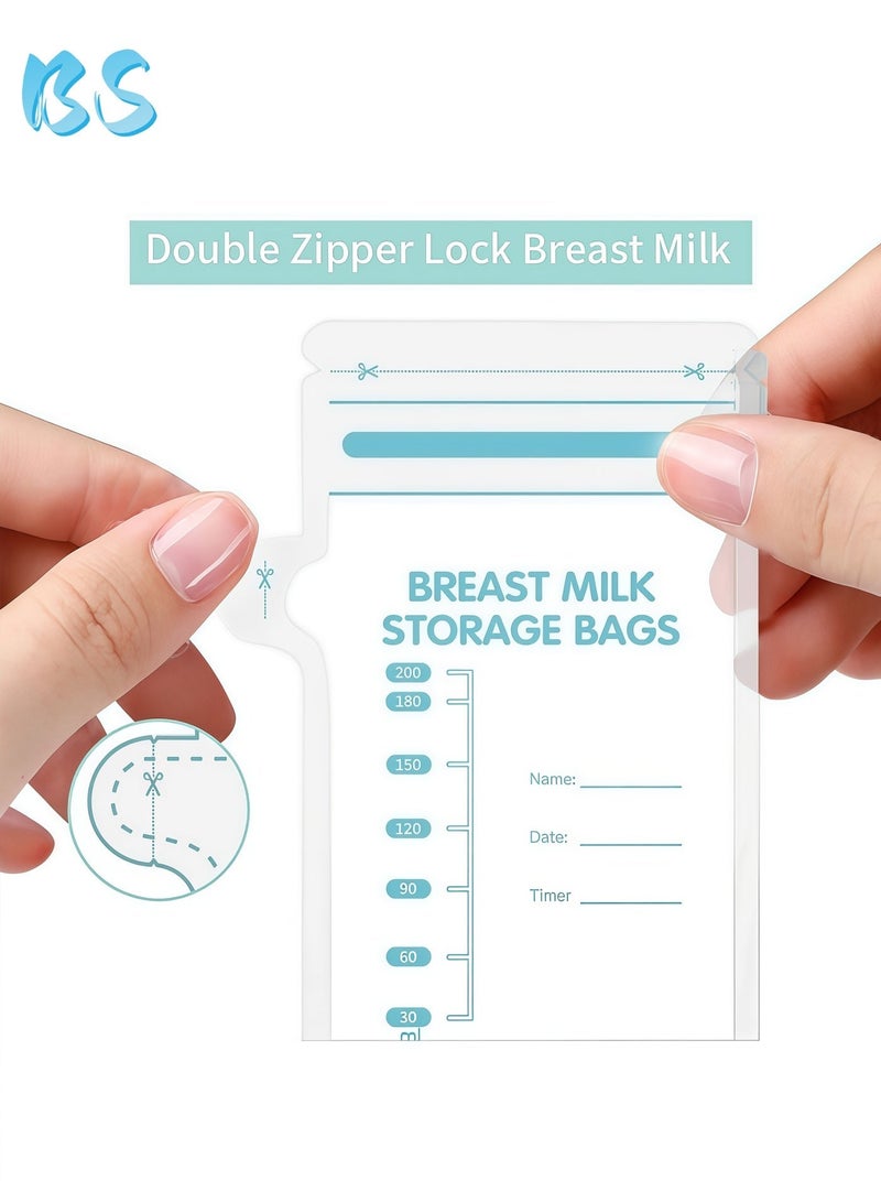 BS Breast Milk Storage Bags | Pack of 30 Disposable Bags | 200ml / 6.7oz | Baby Essential | Double-Seal, Stand-Up, Leak-Proof Design | Food-Grade, BPA-Free Material | Pre-Sterilized, Ready to Use | Suitable for Freezing, Refrigerating, and Warming - Image 5