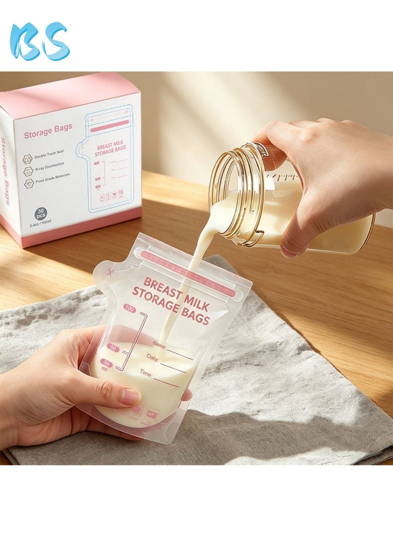 BS Breast Milk Storage Bags | Pack of 30 Disposable Bags | 200ml / 6.7oz | Baby Essential | Double-Seal, Stand-Up, Leak-Proof Design | Food-Grade, BPA-Free Material | Pre-Sterilized, Ready to Use | Suitable for Freezing, Refrigerating, and Warming - Image 4