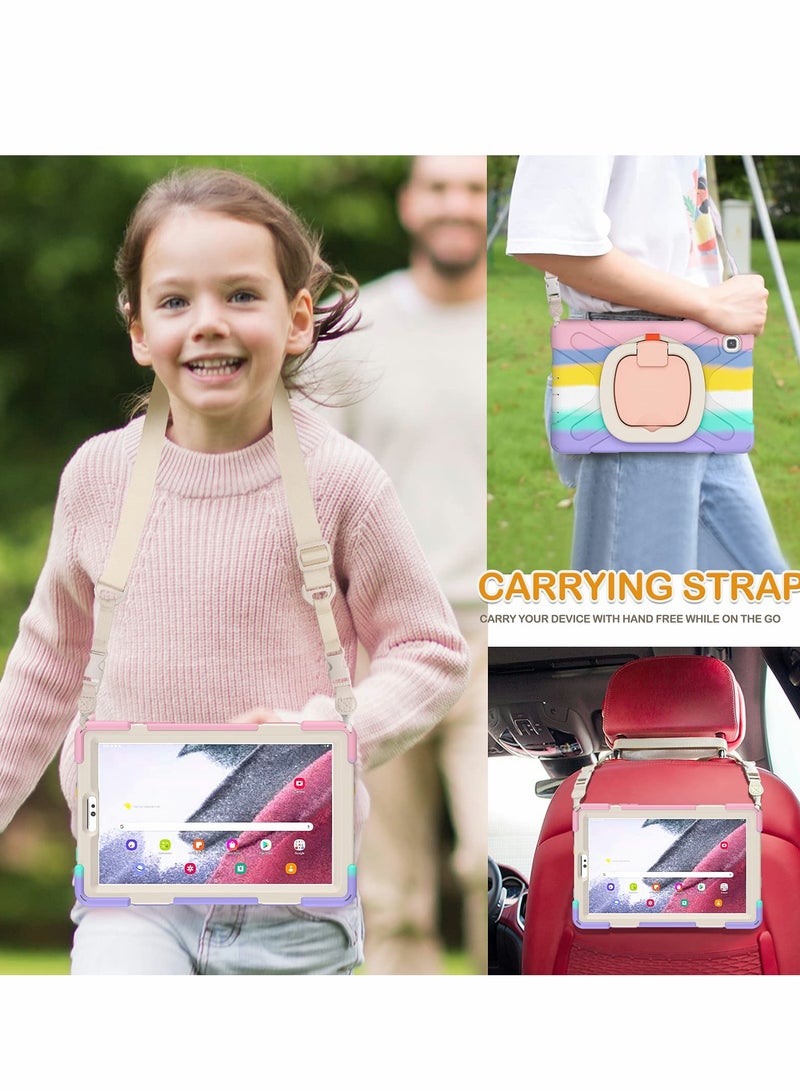 Samsung Galaxy Tab A7 Lite 8.7" Case with Tempered Glass, Silicone Cover, Kickstand & Strap - Perfect for Kids & Women - Image 2