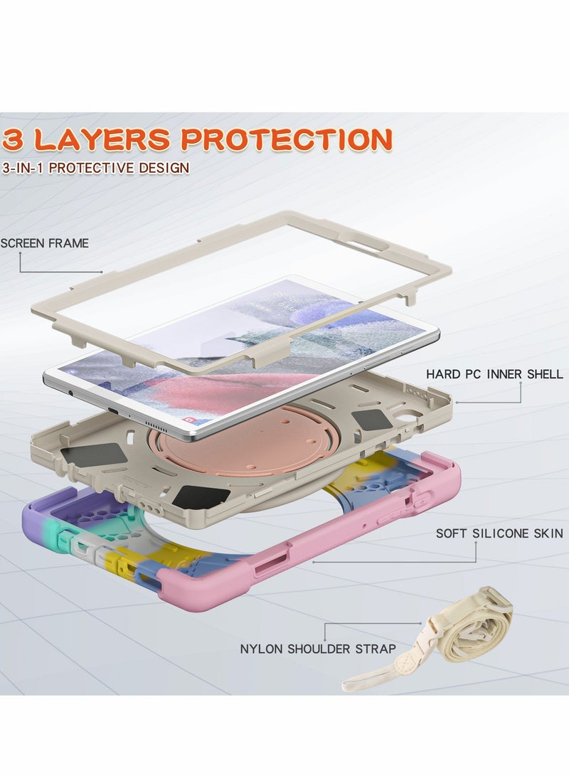 Samsung Galaxy Tab A7 Lite 8.7" Case with Tempered Glass, Silicone Cover, Kickstand & Strap - Perfect for Kids & Women - Image 4