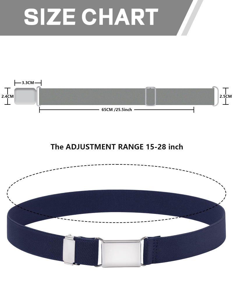 WELROG Toddler Kids Adjustable Buckle Belt - Elastic Child Silver Buckle Belts for Girls Boys (Black/Navy blue) - Image 4