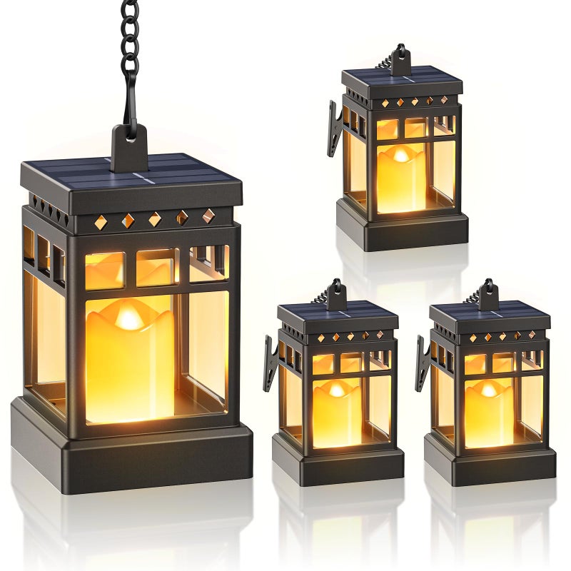 KOOPER Solar Lanterns Outdoor Waterproof, 2 Modes Hanging Solar Lantern with LED Realistic Flickering Flameless Candle, Candles Lanterns Lights Decorative for Outside Hanging Patio Yard Table Tree - Image 1