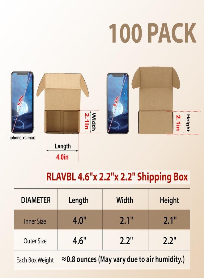 RLAVBL 4.6x2.2x2.2 Small Shipping Boxes Set of 100, Brown Corrugated Cardboard Box, Mailer Box - Image 2