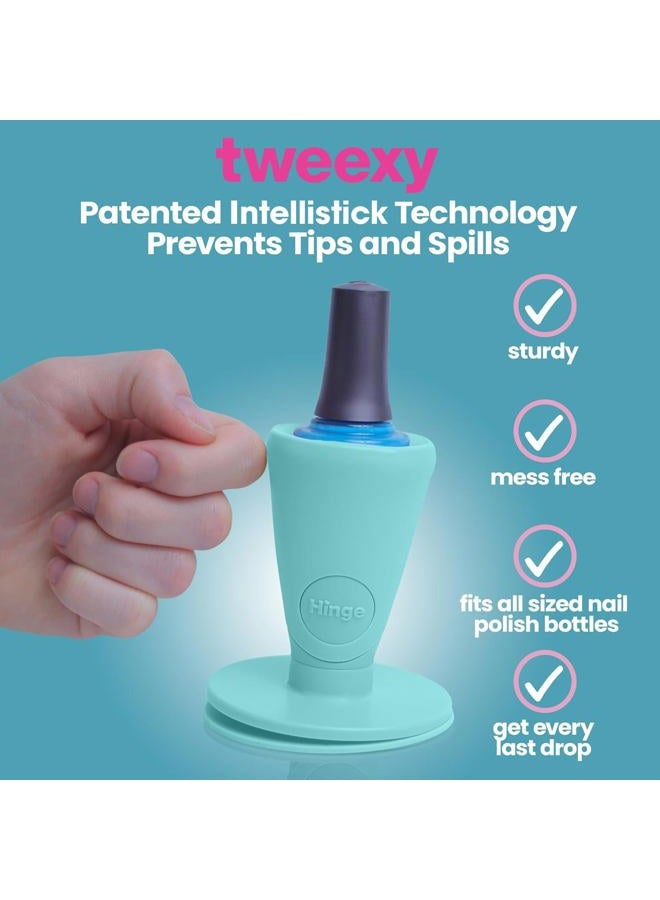 Tweexy Hinge Untippable Nail Polish Bottle Holder | Anti-Spill Nail Polish Holder Stand, Tilted, IntelliStick Airlock Suction | Fingernail Painting, Nail Art Tools | Nail Polish Accessories (Zen Green - Image 4