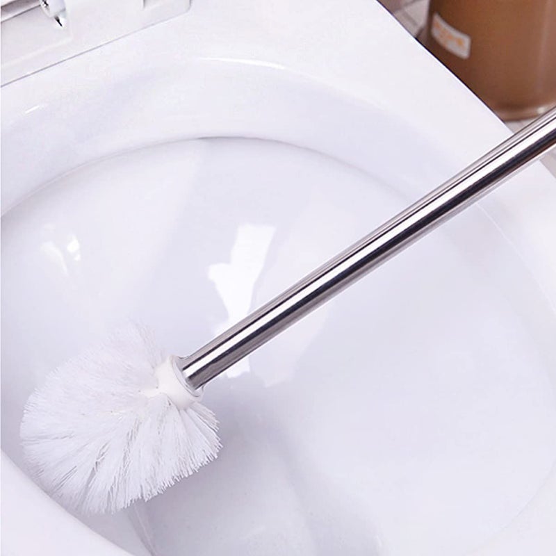 1Pc Plastic Toilet Brush Replacement Head White Stiff Bristles Standard Threaded Connector - Image 4