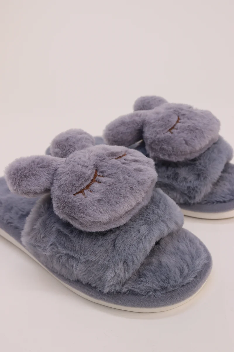 Viny GREY VINY Women's Plush Fur Home Slippers | Soft Teddy Bear Indoor Slippers | Cozy Carpet Slides for Daily Wear & All-Season Comfort for Women | Best Price UAE