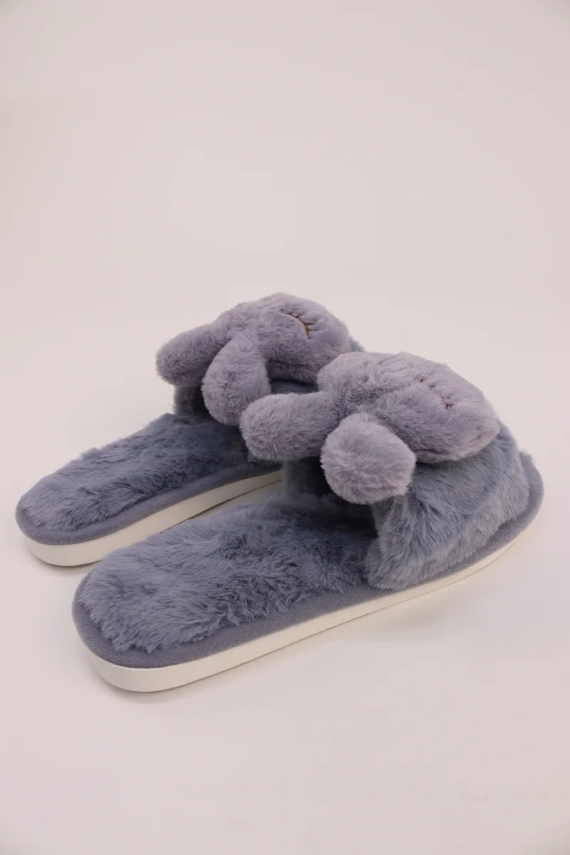 Viny GREY VINY Women's Plush Fur Home Slippers | Soft Teddy Bear Indoor Slippers | Cozy Carpet Slides for Daily Wear & All-Season Comfort for Women | Best Price UAE