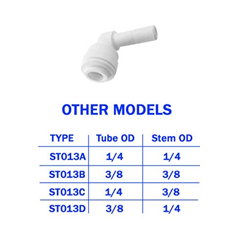 Malida Tube Fitting Stem Elbow Connector,3/8" Tube OD x 1/4" Stem OD Elbow Push to Connect Plastic Quick Fittings for RODI System. (3/8" Tube OD x 1/4" Stem OD) - Image 3