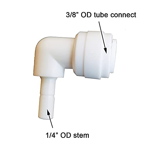 Malida Tube Fitting Stem Elbow Connector,3/8" Tube OD x 1/4" Stem OD Elbow Push to Connect Plastic Quick Fittings for RODI System. (3/8" Tube OD x 1/4" Stem OD) - Image 2