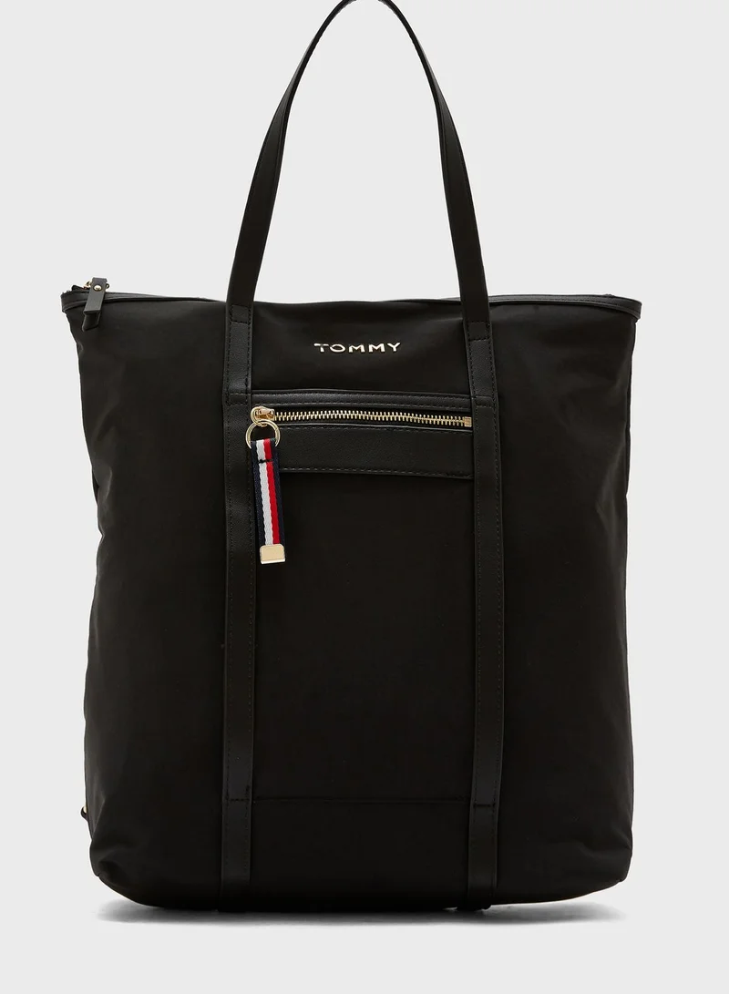 TOMMY HILFIGER Front Zip Double Strap Handle Tote