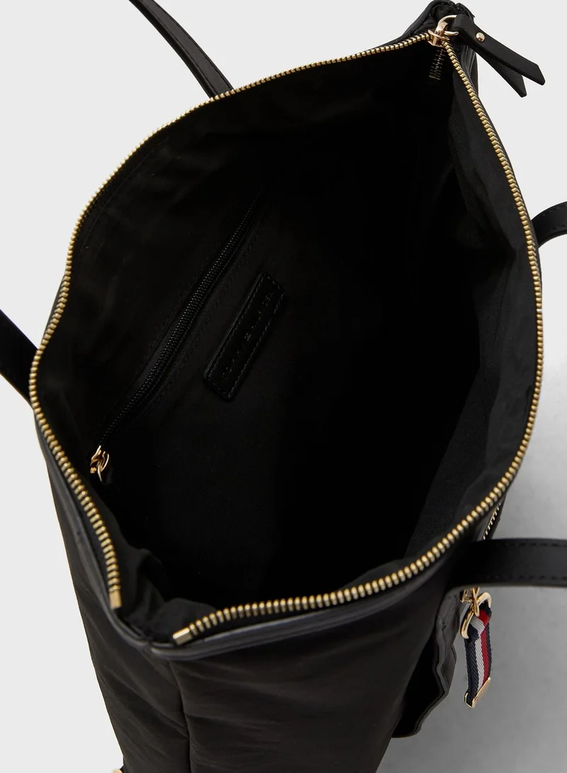 TOMMY HILFIGER Front Zip Double Strap Handle Tote