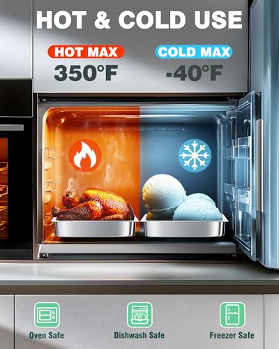 WantJoin Steam Table Hotel Pans 1/2 Half Size 2.5 Inch Deep 6 Pack, Stainless Steel Metal Tray Sets Food Storage Container for Restaurant Chafing Dishes Commercial Buffet Warmer Catering Supplies - Image 2