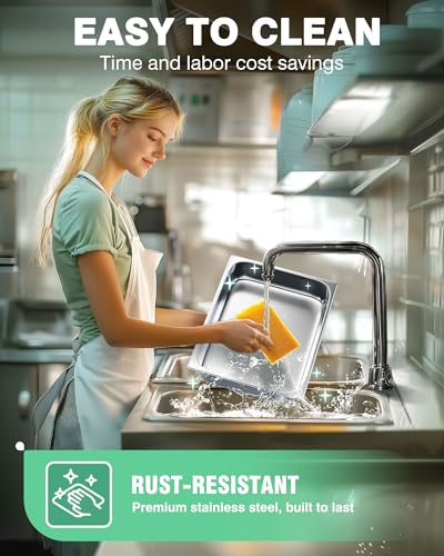 WantJoin Steam Table Hotel Pans 1/2 Half Size 2.5 Inch Deep 6 Pack, Stainless Steel Metal Tray Sets Food Storage Container for Restaurant Chafing Dishes Commercial Buffet Warmer Catering Supplies - Image 4