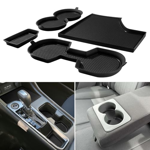 KENTUTO Cup Holder Inserts Coaster for Nissan Sentra Accessories 2025 2024 2023 2022 2021 2020 Center Console Liners Silicone Cup Mat Pad Interior Decoration4pcs SetsBlack Trim - Image 1