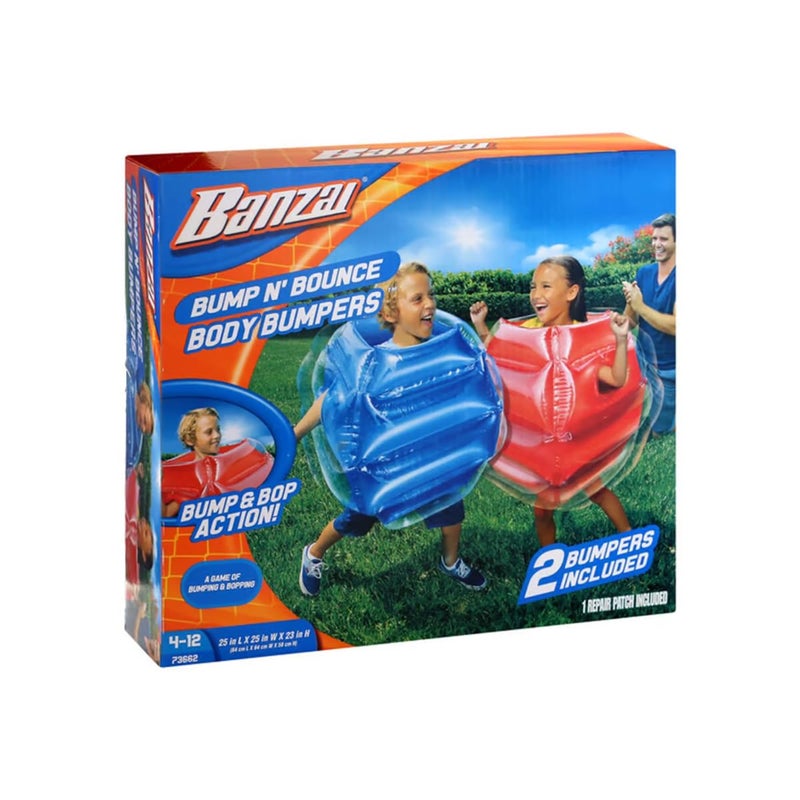 BANZAI: Bump N' Bounce Body Bumpers, A Game of Bumping & Bopping, 2 Bumpers Included in Red & Blue, Fun & Safe Cushion Inflatable Surface, For Ages 4 and up - Image 1