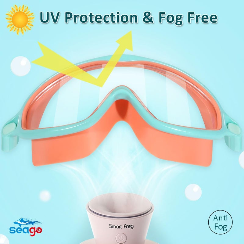 Seago Kids Goggles for Swimming 2 Pack No Leaking Anti-Fog Outer Eye Fit with Wide View UV Protection Crystal Clear Watertight Swim Goggles with nose cover Suitable for Children Youth Boys Girls Age 3 to 14 - Image 2
