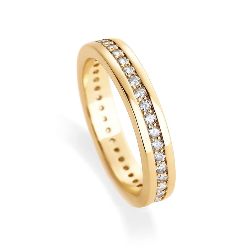 PAVOI 18K Yellow Gold Plated Stacking Tiny Cubic Zirconia Band | Eternity Rings for Women | Thumb Ring | Size 7 - Image 1