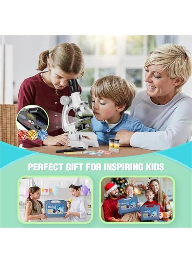 Arabest New 2024 Kids Beginner Microscope Science Kit with 100X-1200X Magnification, 13 Prepared Slides & DIY Blank Slides, 18MM HD Lens, Adjustable LED Light, ABS Box - Ideal Microscope for Kids Ages 5-7 a  - Image 5