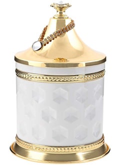 Almarjan Almarjan 0.75 Liter Acrylic Canister Bowl, White And Gold - M626017MT  - Image 1