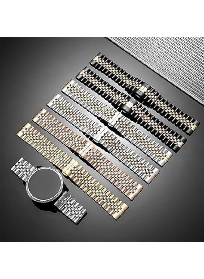 Luxury 22mm Stainless Steel Watch Band – Two-Tone Executive Metal Bracelet – Premium Replacement Strap for Samsung Watch 46mm, Huawei GT 46mm, Amazfit GTR & All 22mm Smartwatches (Silver/Black) - Image 3