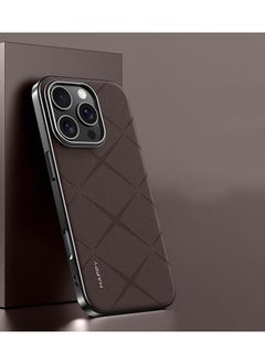 General Luxury PU Leather Case for iPhone 16 Pro Max,PC Plating Edge Protection,Anti-Fingerprint Leather Phone Case for iPhone 16 Pro Max 