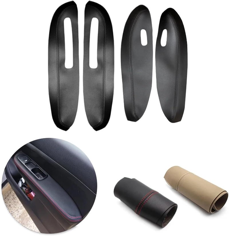 QASULER Car Door Handle Panel Armrest Leather Cover for Peugeot 307 - Image 4