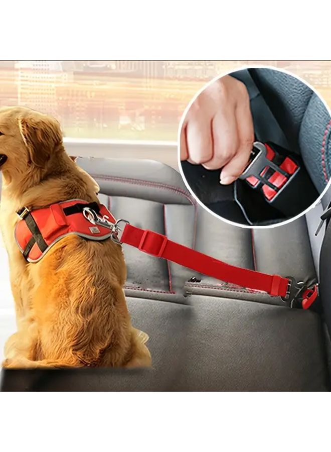 Dog Car Seat Belt Safety Protector For Cars Trucks SUV Heavy Duty Reflective Red Breakaway Leash Collar With Adjustable Strap And Secure Buckle For Small Medium Dogs Travel Everyday Use - Image 2
