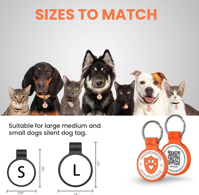 ILFINDYOU Silicone Cat Tags Personalized Small for Pet Collars, QR Code Cat Name Tags, Scan Location Alerts, Orange S - Image 3