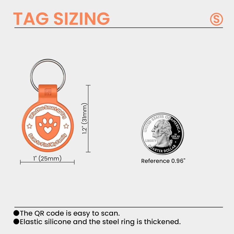 ILFINDYOU Silicone Cat Tags Personalized Small for Pet Collars, QR Code Cat Name Tags, Scan Location Alerts, Orange S - Image 2