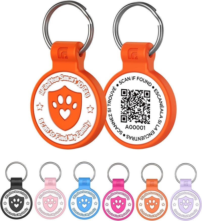 ILFINDYOU Silicone Cat Tags Personalized Small for Pet Collars, QR Code Cat Name Tags, Scan Location Alerts, Orange S - Image 1