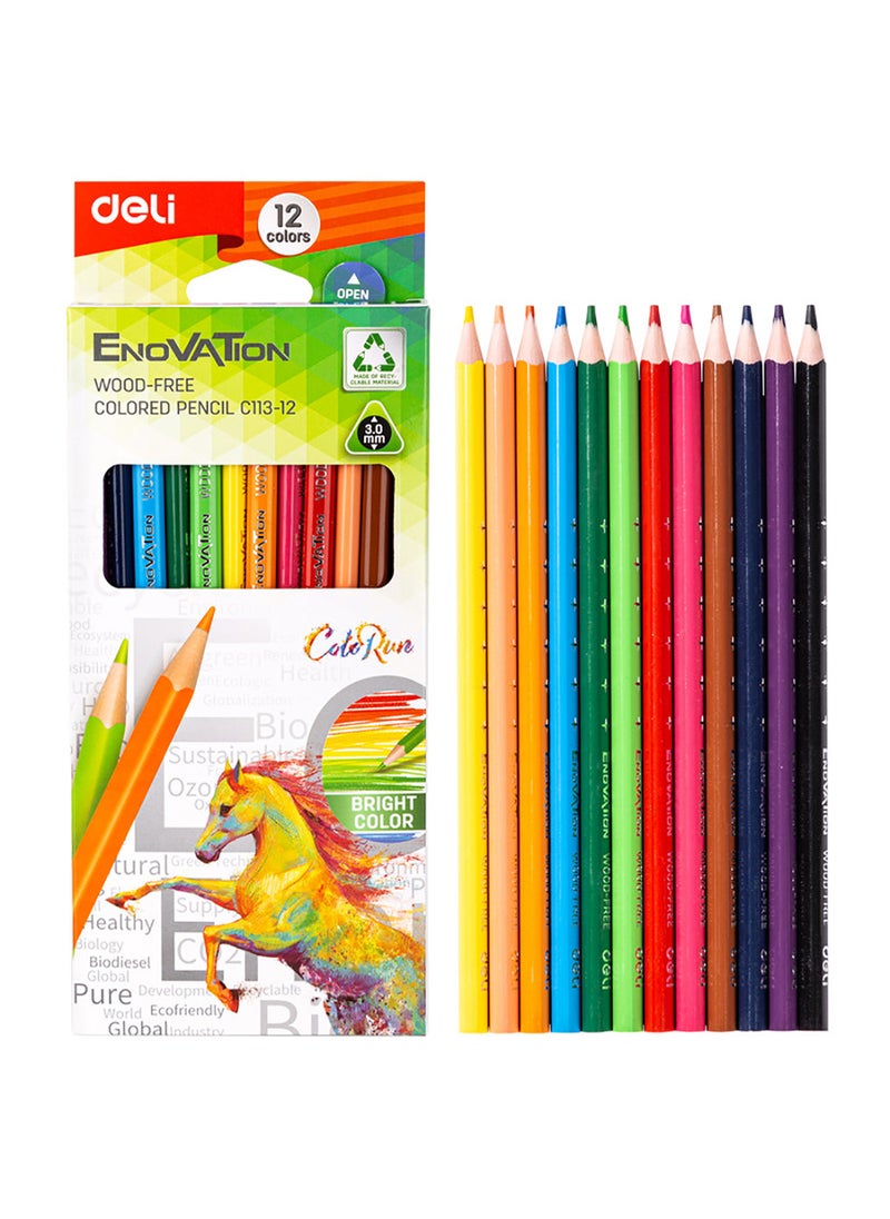 Deli Wooden Colored Pencils , from Recyclable Materials , Art Supplies for Drawing , Sketching , Coloring , Pack of 12 PCS  - Image 1