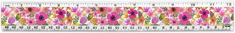 GRAPHICS & MORE Vivid Flowers 12 Inch Standard and Metric Plastic Ruler - Image 1