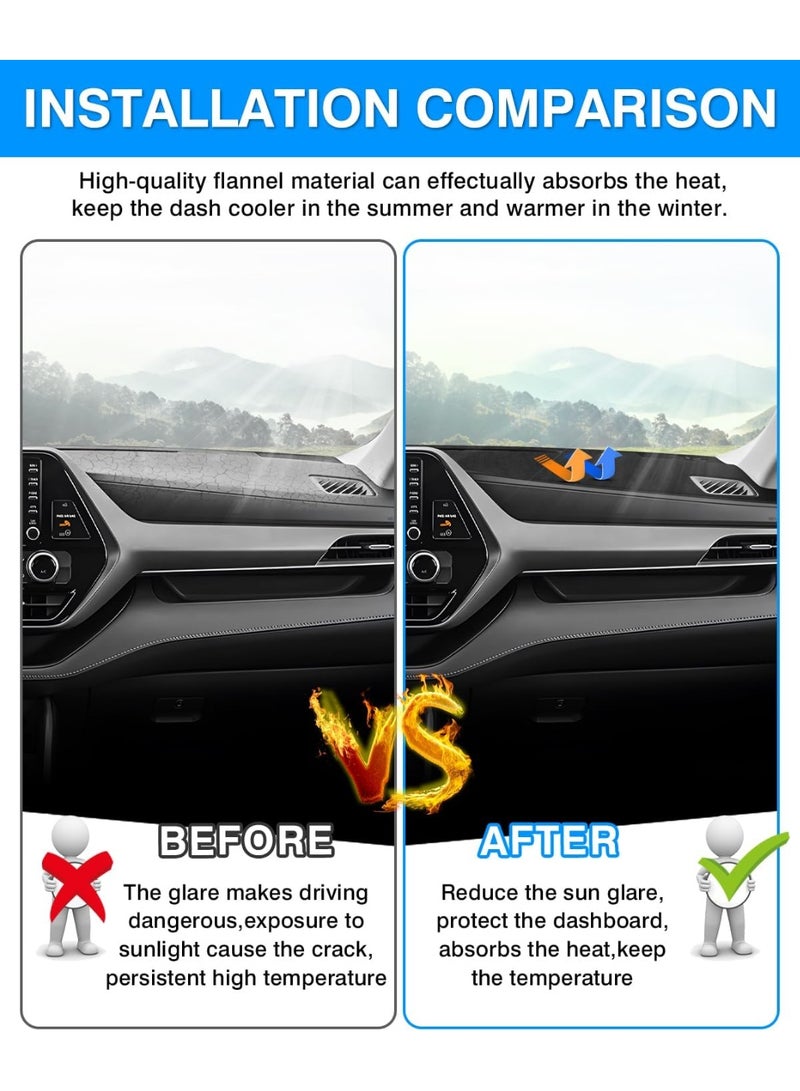 KISSUN Custom Fit for Dash Cover Mat Toyota Highlander 2020 2021 2022 2023 Flannel Nonslip Dashboard Mat Protector Black(Compatible with or Without Display) - Image 4