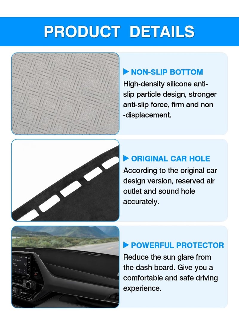 KISSUN Custom Fit for Dash Cover Mat Toyota Highlander 2020 2021 2022 2023 Flannel Nonslip Dashboard Mat Protector Black(Compatible with or Without Display) - Image 5