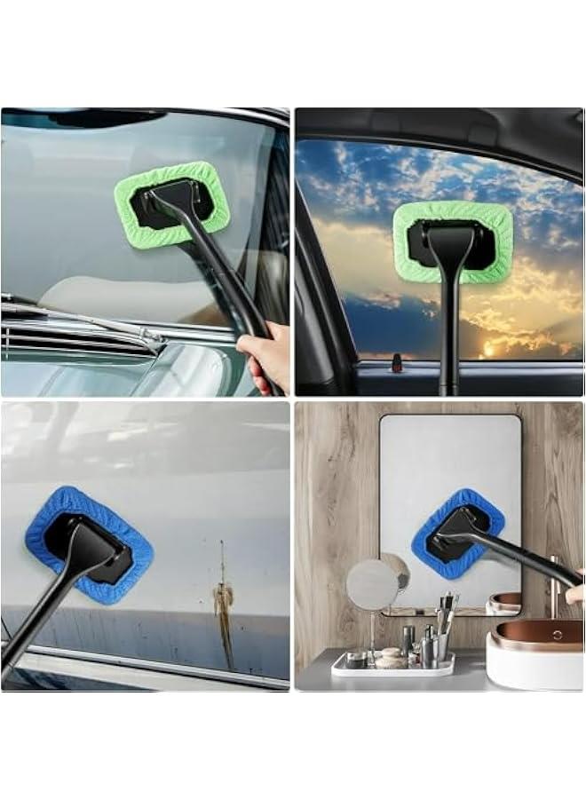 Generic Car Interior Window Cleaning Kit with 5 Reusable Cloth Pads, Windshield Cleaning Wand for Auto, Dirty Car Washing Brush (Green)  - Image 3