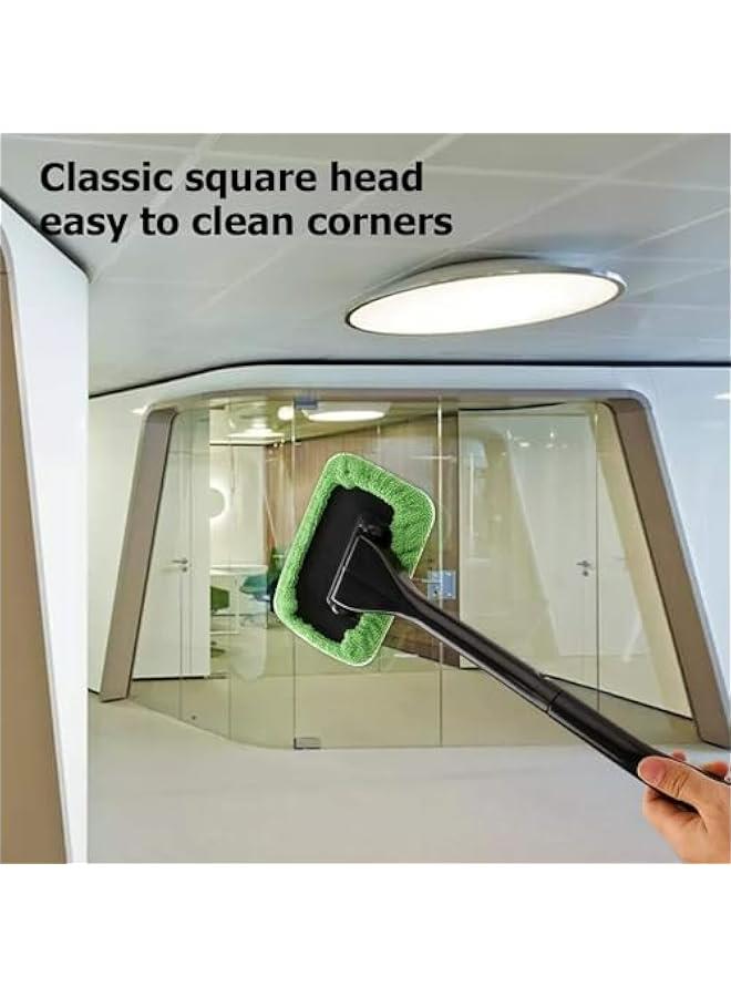 Generic Car Interior Window Cleaning Kit with 5 Reusable Cloth Pads, Windshield Cleaning Wand for Auto, Dirty Car Washing Brush (Green)  - Image 4