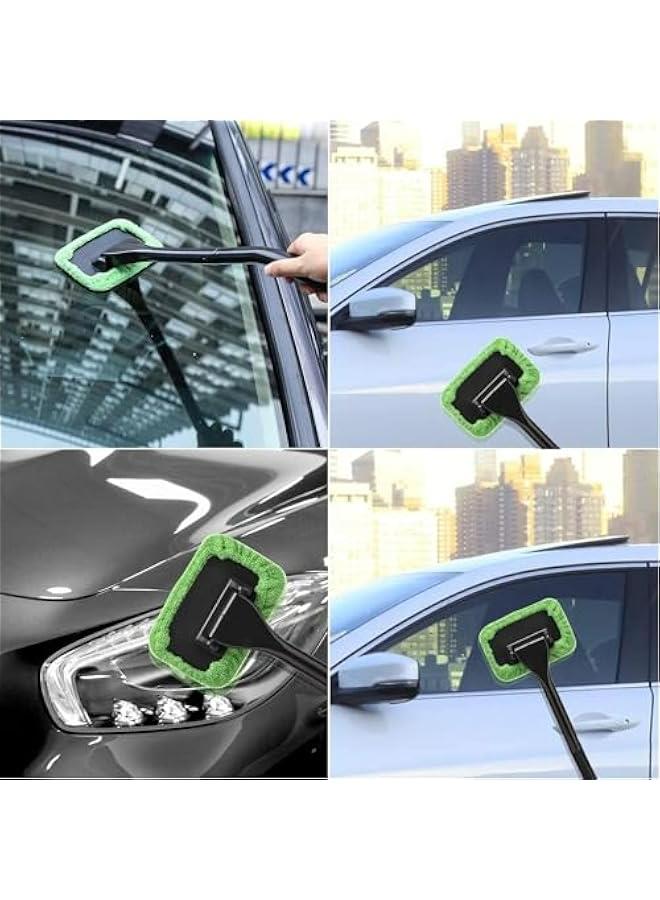 Generic Car Interior Window Cleaning Kit with 5 Reusable Cloth Pads, Windshield Cleaning Wand for Auto, Dirty Car Washing Brush (Green)  - Image 5