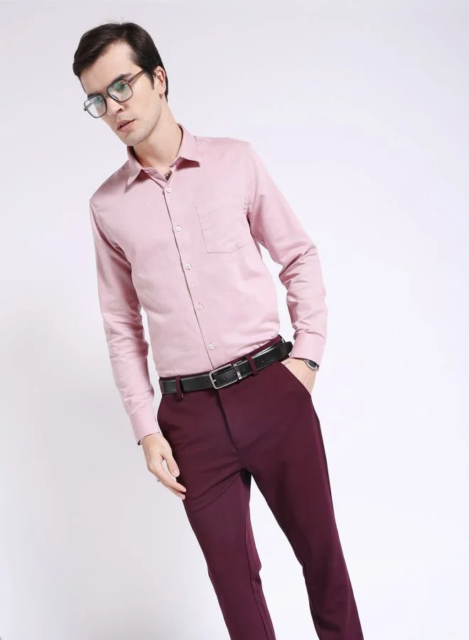 ذا انديان كراج كو Men Slim Fit Solid Full Sleeves Cutaway Collar Formal Shirt