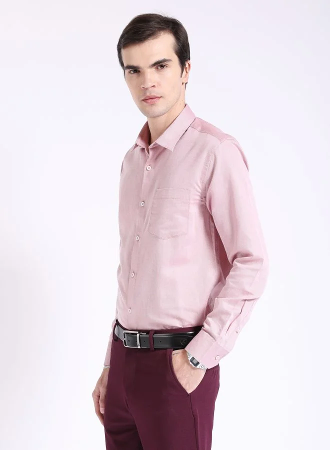 ذا انديان كراج كو Men Slim Fit Solid Full Sleeves Cutaway Collar Formal Shirt